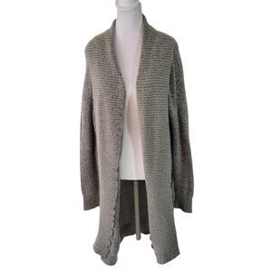 Lani‎ Size OS	Long Line Light Grey Wool Blend Duster Open Front Cardigan